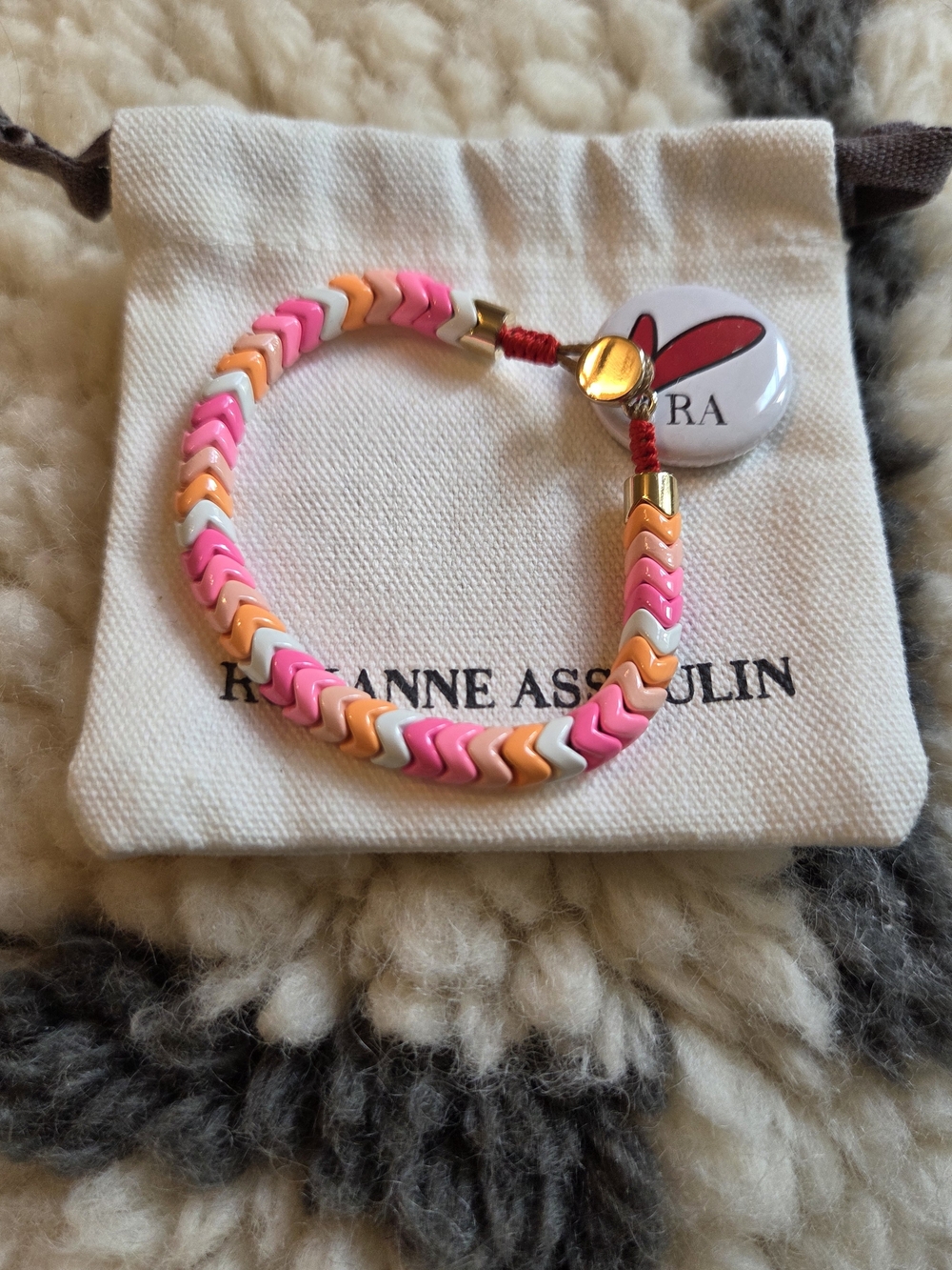 Roxanne Assoulin Pink Wave Bracelet Peach White Neon Nude Pastel Chevron New